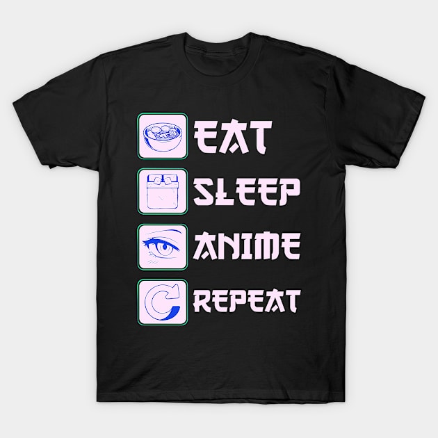 Eat Sleep Anime Repeat T-Shirt by Mad Art